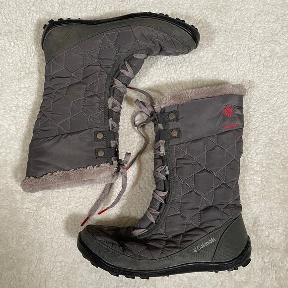 Columbia Minx II Quilted Winter Snow Boots Waterproof Gray Faux Fur Lined 8 - Picture 1 of 7